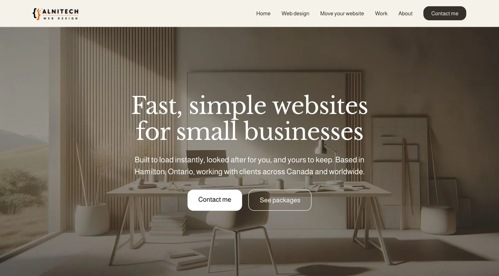 The Alnitech website, built as a simple website